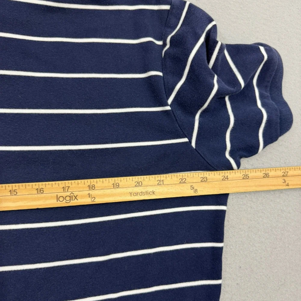 Vintage Polo Ralph Lauren Shirt Men's Large Navy Blue Striped Short Sleeve Pony